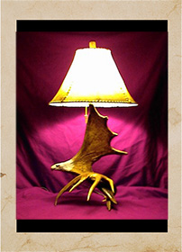 LP009 Moose Antler Lamp with Carved Eagle Head